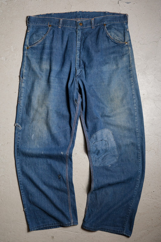 1960's Unknown ヴィンテージ パッチ デニム ジーンズ 60's ヴィンテージ パッチ デニム ワークパンツ スコビル ジッパー
