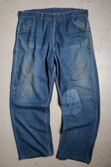 1960's Unknown Vintage Patch Denim Jeans 60's Vintage Patch Denim Work Pants Scovill Zipper