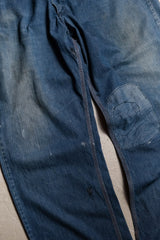 1960's Unknown Vintage Patch Denim Jeans 60's Vintage Patch Denim Work Pants Scovill Zipper