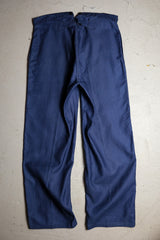 French 1940’s Vintage Indigo Cotton Linen Work Pants 法國40年代工裝 少見棉麻混紡 吊帶工作褲