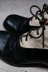 Paul Harnden Shoemakers Black and White Leather Lace-up Ankle Boots 英國先鋒品牌 黑白拼接皮革綁帶短靴 英國手工製作