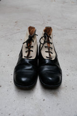 Paul Harnden Shoemakers Black and White Leather Lace-up Ankle Boots 英國先鋒品牌 黑白拼接皮革綁帶短靴 英國手工製作