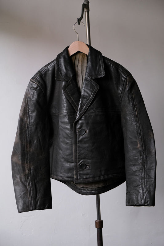 70's Vintage Cropped Leather Blazer Jacket