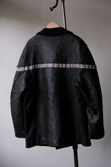 80年代 フランス製 ヴィンテージ 消防士 レザージャケット ファーカラー/ボタンバージョン