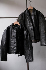 70's Vintage Cropped Leather Blazer Jacket 古著 西裝領短版皮革外套