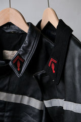 80年代 フランス製 ヴィンテージ 消防士 レザージャケット レザーカラー/ベルクロバージョン