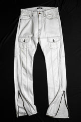 D.TT.K Line Stitch White Denim Zip Jeans Japanese underground music culture street brand car line white denim zipper trousers jeans made in Japan