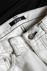 D.TT.K Line Stitch White Denim Zip Jeans Japanese underground music culture street brand car line white denim zipper trousers jeans made in Japan