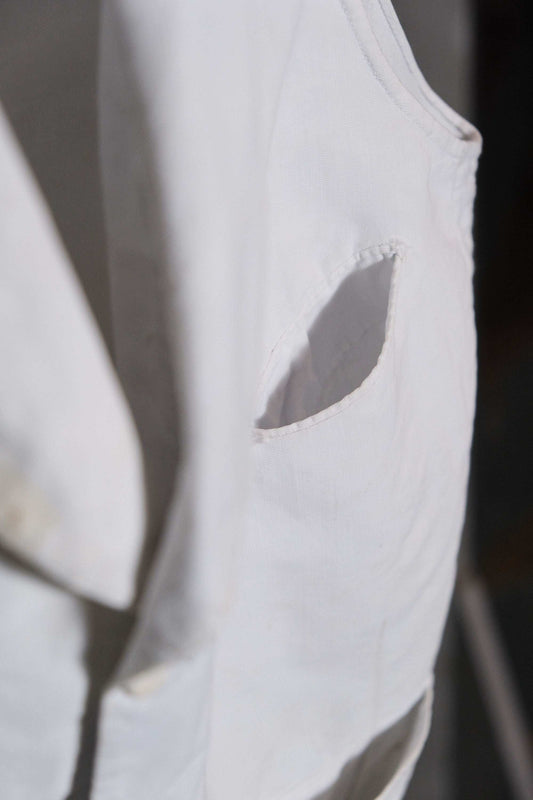 French 1920’s~30’s Vintage White Formal Waistcoat 法國古著 亞麻棉混紡 西裝馬甲背心