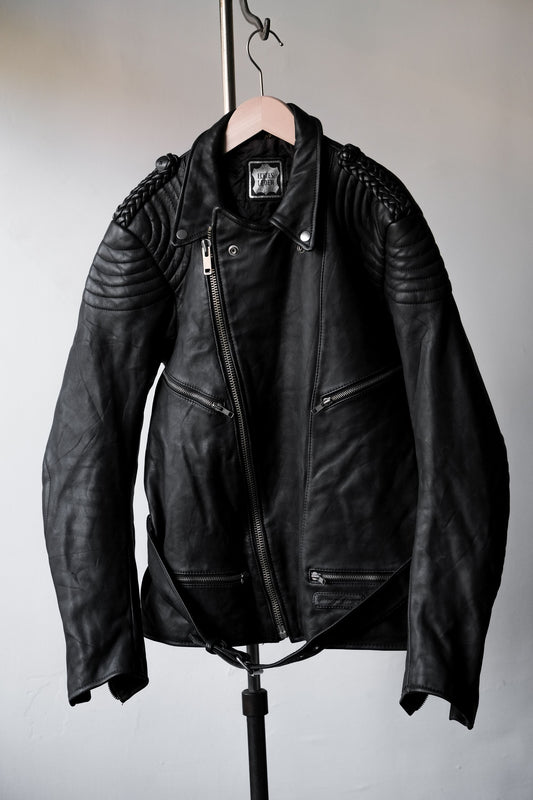 1980年代のヴィンテージ「ECHTES LEDER」レザーバイカージャケット(ベルト付き)