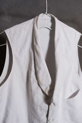 French 1920’s~30’s Vintage White Formal Waistcoat 法國古著 亞麻棉混紡 西裝馬甲背心