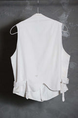 French 1920’s~30’s Vintage White Formal Waistcoat 法國古著 亞麻棉混紡 西裝馬甲背心