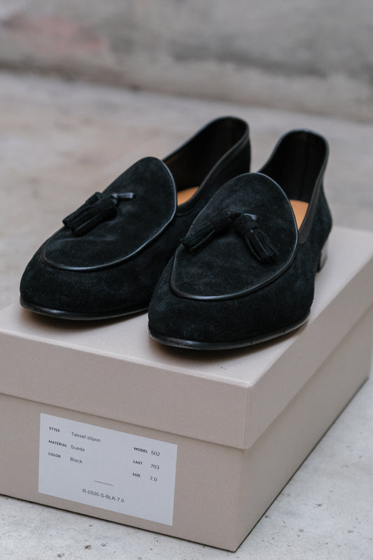 Oriental Shoemaker Tassel Slipon Suede Loafer Black 日本製鞋品牌 麂皮比利時樂福鞋