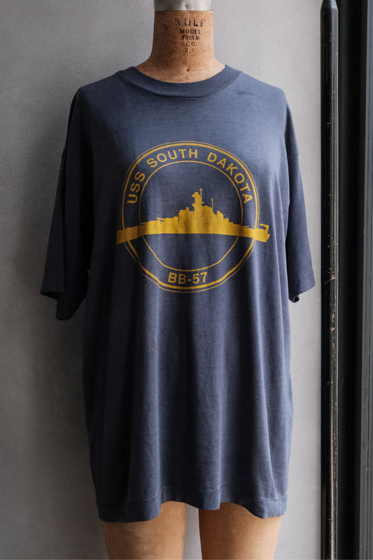 Vintage Screen Stars USS South Dakota BB-57 Graphic T-Shirt 50/50軍艦印花短袖上衣