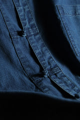 Focus Blue Indigo Ripstop Chinese Button Shirt 廣州藍染品牌 抗撕裂布盤扣襯衫