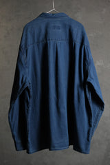 Focus Blue Indigo Ripstop Chinese Button Shirt 廣州藍染品牌 抗撕裂布盤扣襯衫