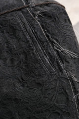 s'yte PAISLEY PATTERN JACQUARD CUT-OUT DESIGN TASSEL STRING 2-TUCK PANTS