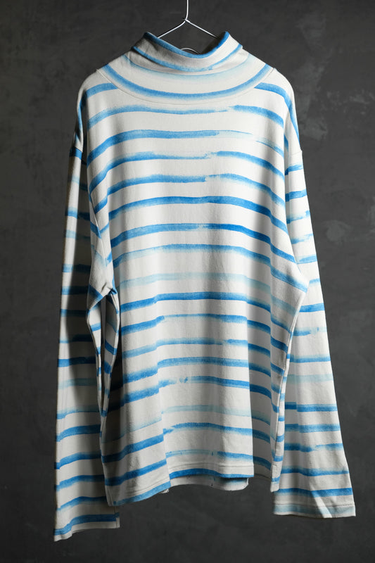 ポータークラシック アーティストボーダータートルネックTシャツ 吉田勝幸 天竺コットンストライプスワールタートルネックTシャツ 日本製