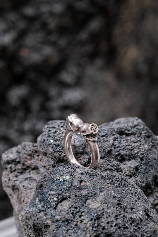 Fate co 2LCS Ring 日本銀飾品牌 雙骷顱頭戒指卍字925純銀 附保卡