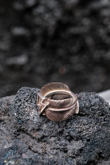 Taro Washimi L feather ring 01 big thunder 925 Sliver 鷲見太郎閃電羽毛戒 內刻文舊見本人親筆簽名