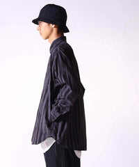 ゴールドブラッシュストライプブロードレギュラーカラービッグシャツ 日本の東洋ブランドのブラッシュストライプシャツ