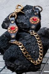 CALEE Leather Wallet Chain GREEN/RED 日系復古美式品牌 綠/紅寶石皮革腰鍊 全新