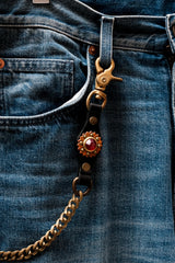 CALEE Leather Wallet Chain GREEN/RED 日系復古美式品牌 綠/紅寶石皮革腰鍊 全新