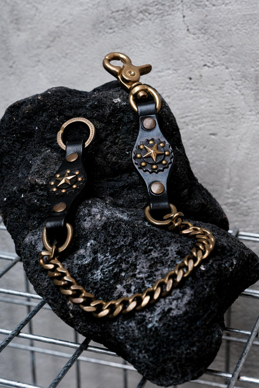 CALEE Star Studded Leather Wallet Chain BLACK 日系復古美式品牌 星星鉚釘皮革腰鍊 全新