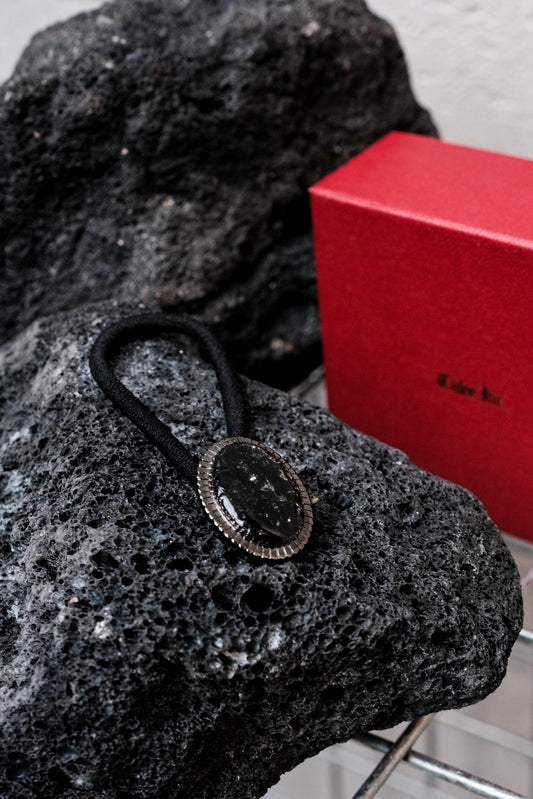 CALEE Concho Hair Tie BLACK 日系復古美式品牌 橢圓黑寶石髮圈 全新含原廠包裝盒