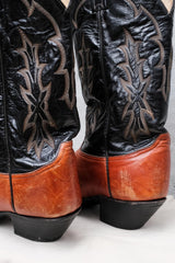Tony Lama Two-Tone Snip Toe Western Cowboy Boots 黑棕雙色尖頭西部牛仔靴
