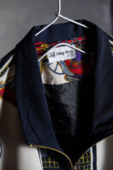 Vintage Silk Baroque Pattern Two Tone Zip Jacket 古著宮廷風印花絲質拉鍊夾克