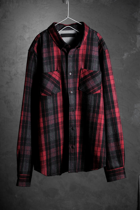 ブラックスケールオセロットボタンダウンシャツレッド