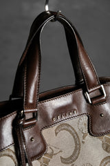 1980年代ヴィンテージ セリーヌ C マカダム キャンバス トートバッグ レトロ オールド フラワー キャリッジ キャンバス ハンドバッグ