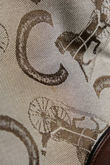 1980年代ヴィンテージ セリーヌ C マカダム キャンバス トートバッグ レトロ オールド フラワー キャリッジ キャンバス ハンドバッグ