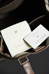 1980年代ヴィンテージ セリーヌ C マカダム キャンバス トートバッグ レトロ オールド フラワー キャリッジ キャンバス ハンドバッグ