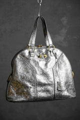 イヴ・サンローラン ミューズ レザー ショルダーバッグ YSL サンローラン シルバー クラック ロック バッファロー レザー ボウリングバッグ