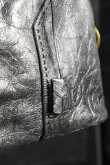 イヴ・サンローラン ミューズ レザー ショルダーバッグ YSL サンローラン シルバー クラック ロック バッファロー レザー ボウリングバッグ