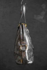 イヴ・サンローラン ミューズ レザー ショルダーバッグ YSL サンローラン シルバー クラック ロック バッファロー レザー ボウリングバッグ