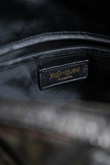 イヴ・サンローラン ミューズ レザー ショルダーバッグ YSL サンローラン シルバー クラック ロック バッファロー レザー ボウリングバッグ