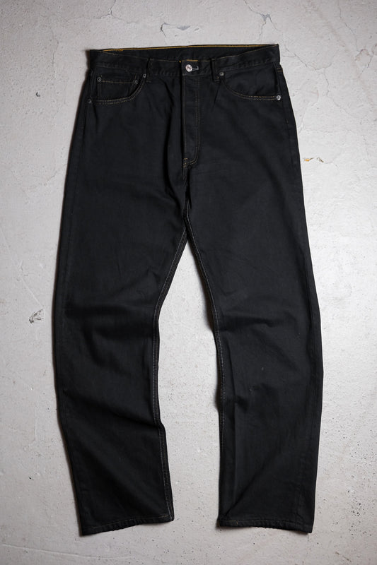 Levi's 00's ヴィンテージ 501 ブラック デニム ジーンズ 初期カナダ製 ツートン ステッチ ブラック デニム ストレート パンツ