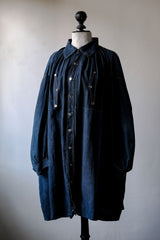 19 世紀フランスアンティーク インディゴ リネン ビオード