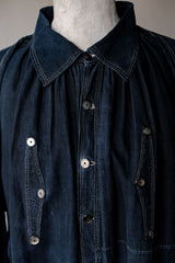 19 世紀フランスアンティーク インディゴ リネン ビオード