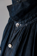 19 世紀フランスアンティーク インディゴ リネン ビオード