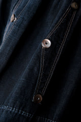 19 世紀フランスアンティーク インディゴ リネン ビオード