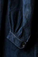 19 世紀フランスアンティーク インディゴ リネン ビオード