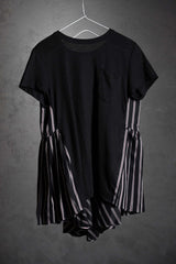 Sacai Back Striped Pleated Switching T-Shirt Made in Japan