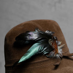 Vintage Wool Feather Fedora Hat Vintage Women's Wool Suede Wool Gentleman Hat Feather Decoration