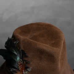 Vintage Wool Feather Fedora Hat Vintage Women's Wool Suede Wool Gentleman Hat Feather Decoration