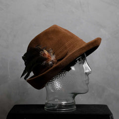 Vintage Wool Feather Fedora Hat Vintage Women's Wool Suede Wool Gentleman Hat Feather Decoration