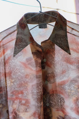 70年代 Kmart ヴィンテージ オールオーバープリント ディスコシャツ アメリカ製 ヴィンテージ ディスコ ポインテッドカラーシャツ